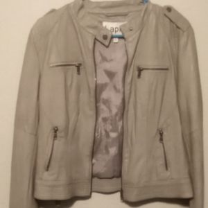 Grey size large leather jacket